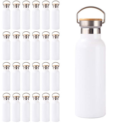 4 Pack Sublimation Insulated Water Bottle 17oz, Double Wall Stainless Steel with Bamboo Lid & Leakproof Design, Customizable Gift