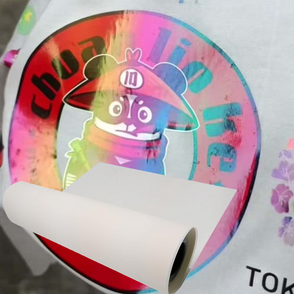 Transparent Iridescent DTF Film 24inx328ft,Holographic Swirl Effect for Garment Decoration,Cold Peel PET Film with Rainbow Shine