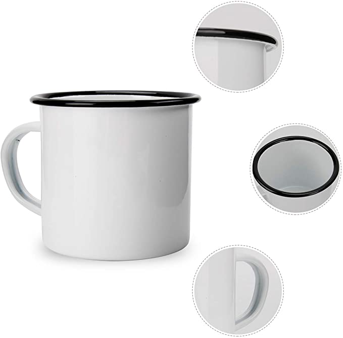 12oz Sublimation Silver Color Edge Enamel Mug with Handle for Outdoor Camping