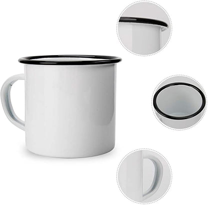 12oz Sublimation Silver Color Edge Enamel Mug with Handle for Outdoor Camping