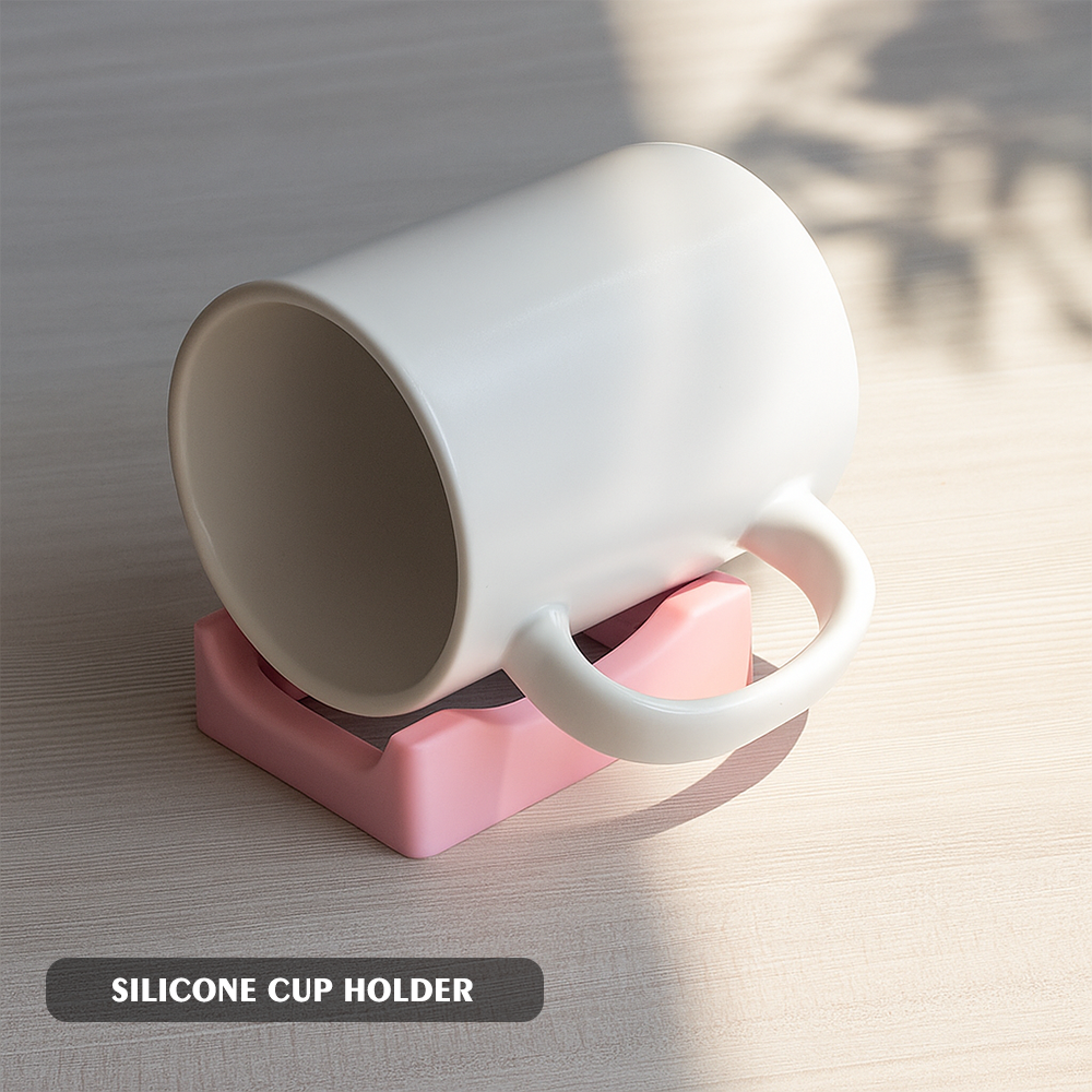 Heat Transfer Taping Holder 4.1x3.5x1.6in, Blue/Pink Silicone Base for Sublimation, Secures Cups During Taping Process