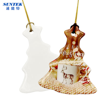 Sublimation Ceramic Ornaments Sublimation Ornament Blanks Bulk Ceramic Discs Ornament for Heat Press Printing White Round Porcelain Ornament Personalized Xmas Tree Ornament Keepsake Crafts Gift