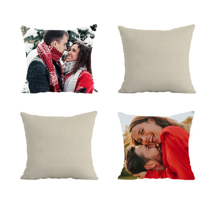 Set of 4 Sublimation Linen Throw Pillow Covers 16x16 Inch Farmhouse Rustic – Vinyl HTV with Zippered,Beige Sets for Couch Sofa Living Room Decor