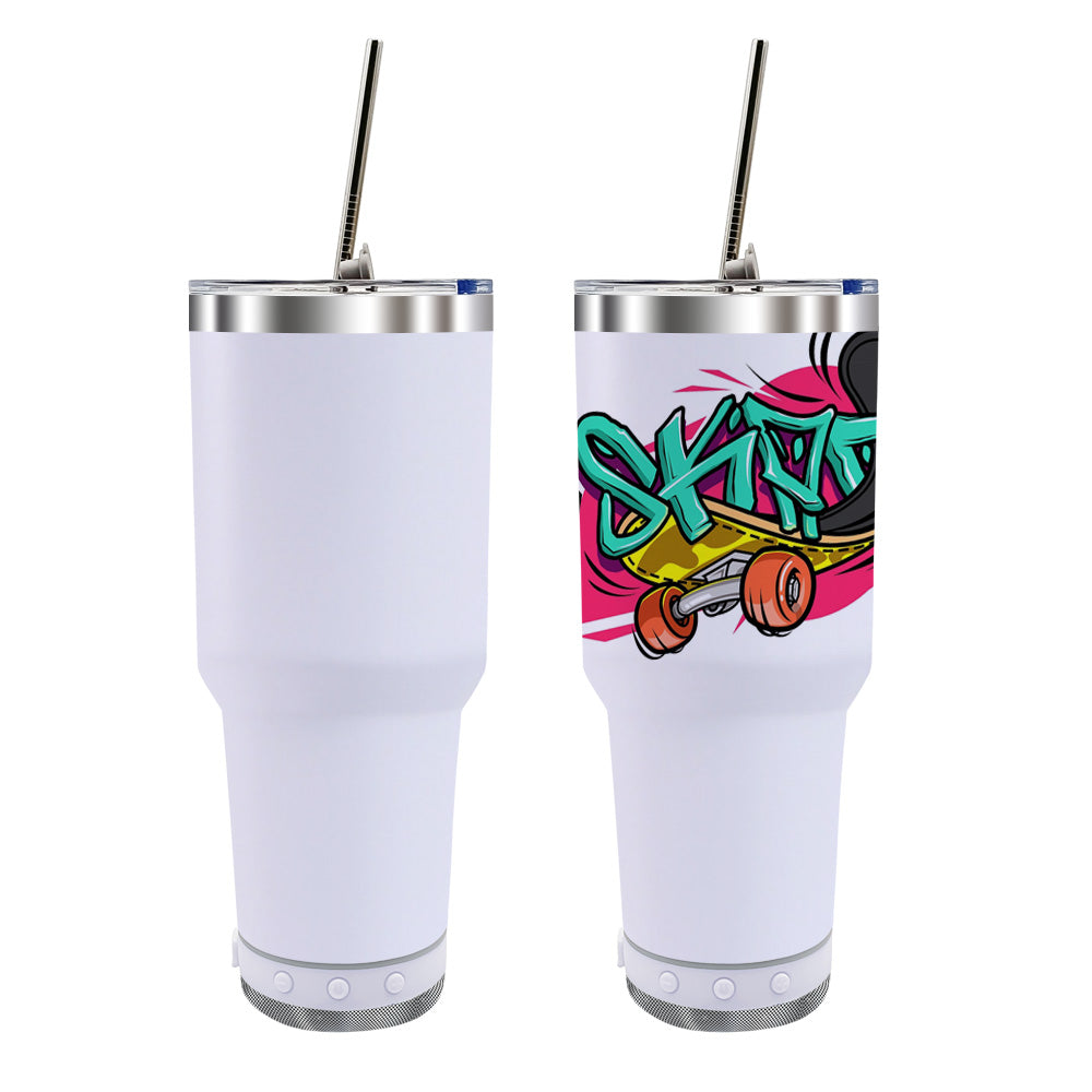 Sublimation 30oz Stainless Steel Speaker Music Tumbler with Lid and Straw