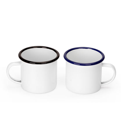 12oz Sublimation Silver Color Edge Enamel Mug with Handle for Outdoor Camping