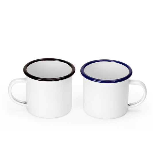 12oz Sublimation Silver Color Edge Enamel Mug with Handle for Outdoor Camping