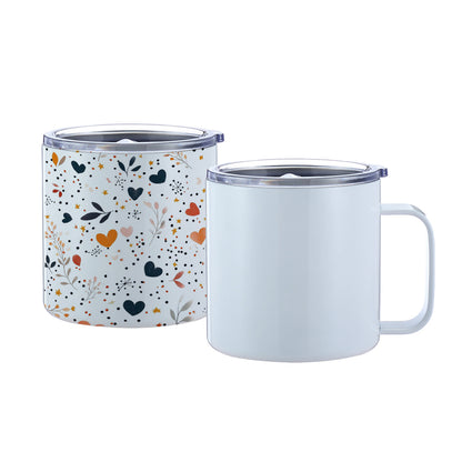 14oz Sublimation Travel Mug, 304/201 Stainless Steel, White Customizable Tumbler, 4in Height, Vacuum Insulated, Gift Box