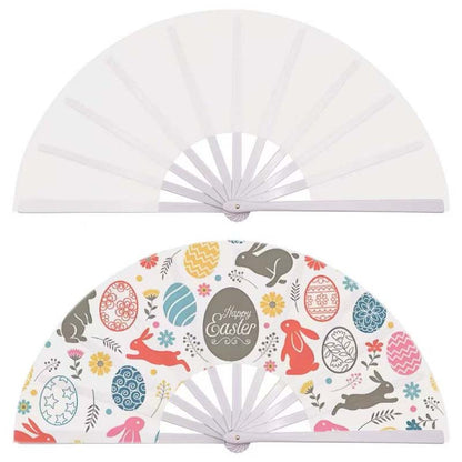 25Pcs Sublimation Blank Folding Clack Fans, Plastic Frames & Polyester Fabric, Boots On The Ground Fan for Party Wedding Decoration