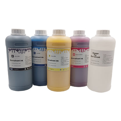 Subtransfer Premium Eco Solvent Ink Set - Vibrant Pigment for HTV/Vinyl/Stickers/T-Shirts Compatible with DX4 DX5 DX7 DX9 DX10 DX11 XP600 TX800 Printhead
