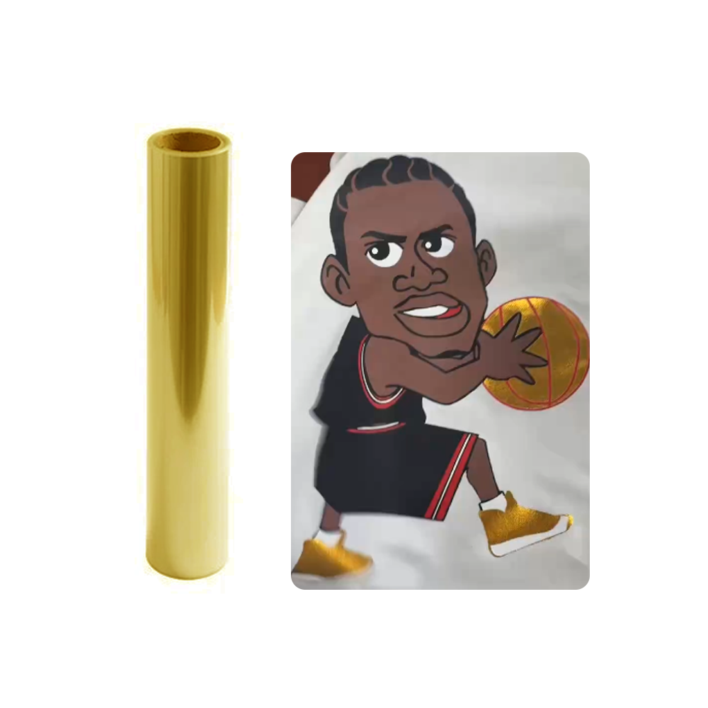 1.Electroplated Gold DTF Film 24in x 328ft Roll,Mirror Metallic Transfer Film for Clothing,Cold Peel Material with Opaque Effect