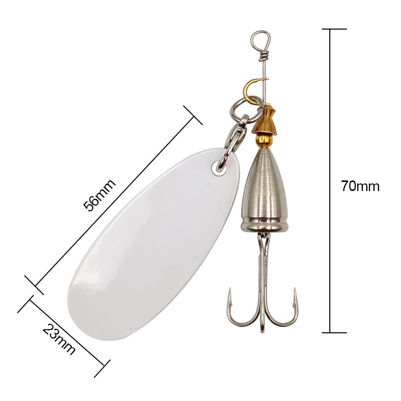 5Pcs Sublimation Blank Fishing Lures, Inline Spinner Baits, Fishing Treble Hooks for Freshwater  Saltwater Trout Salmon