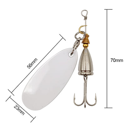 5Pcs Sublimation Blank Fishing Lures, Inline Spinner Baits, Fishing Treble Hooks for Freshwater  Saltwater Trout Salmon