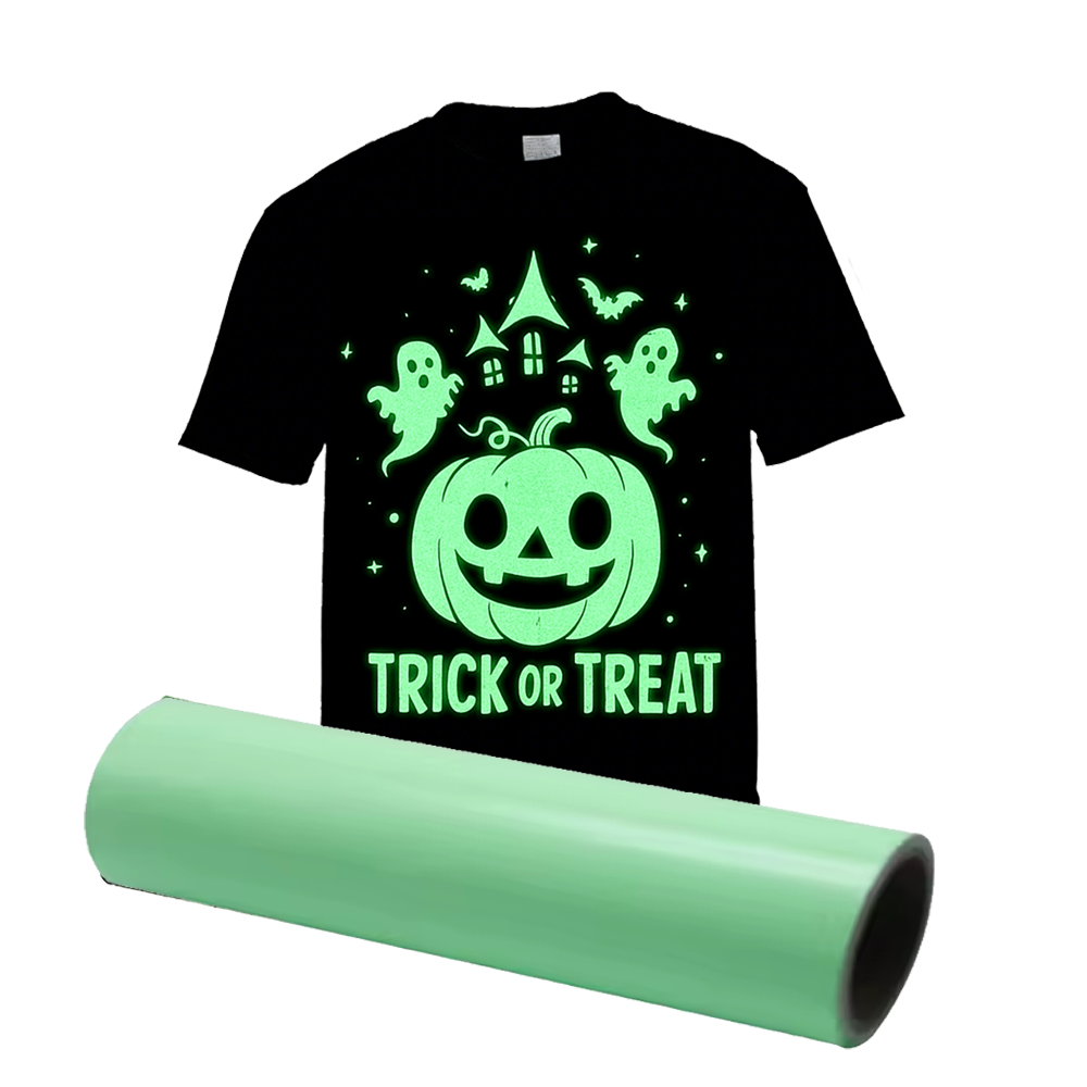 11.8in x 328ft Glow Dark DTF Film Roll, Cold Peel Luminous PET Transfer for Dark/Light T-Shirts Textile Printing