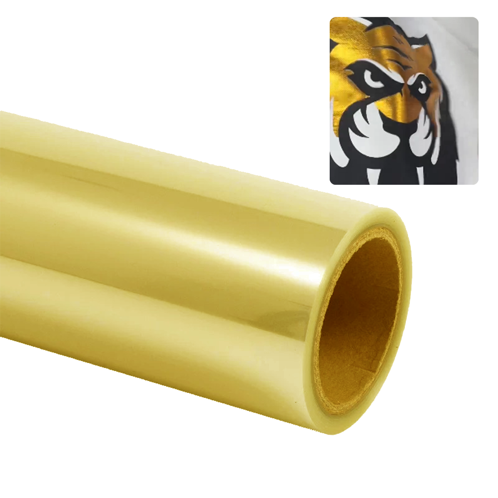 1.Electroplated Gold DTF Film 24in x 328ft Roll,Mirror Metallic Transfer Film for Clothing,Cold Peel Material with Opaque Effect