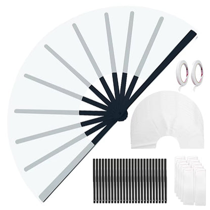 25Pcs Sublimation Blank Folding Clack Fans, Plastic Frames & Polyester Fabric, Boots On The Ground Fan for Party Wedding Decoration