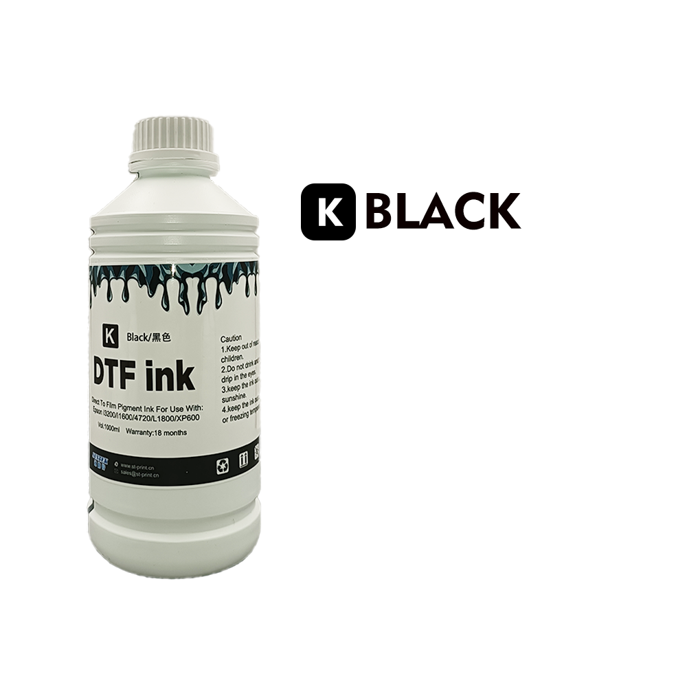 DTF Printer Ink CMYK+White Set 1000ml/Bottle, 5 Colors for Direct to Film Printing, High Color Gamut Ink for Textile Transfer