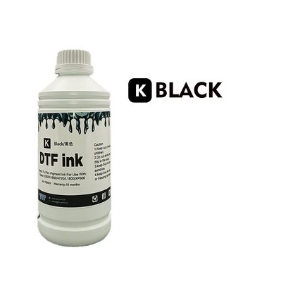 DTF Printer Ink CMYK+White Set 1000ml/Bottle, 5 Colors for Direct to Film Printing, High Color Gamut Ink for Textile Transfer