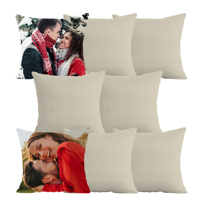 Set of 4 Sublimation Linen Throw Pillow Covers 16x16 Inch Farmhouse Rustic – Vinyl HTV with Zippered,Beige Sets for Couch Sofa Living Room Decor