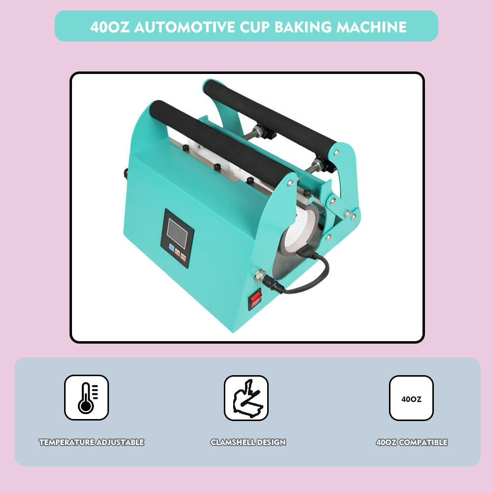 40oz Car Mug Heat Press Machine with Dual Mug Pads, 110V/220V 500W for Double-Sided Printing, 0-250°C Temperature Range