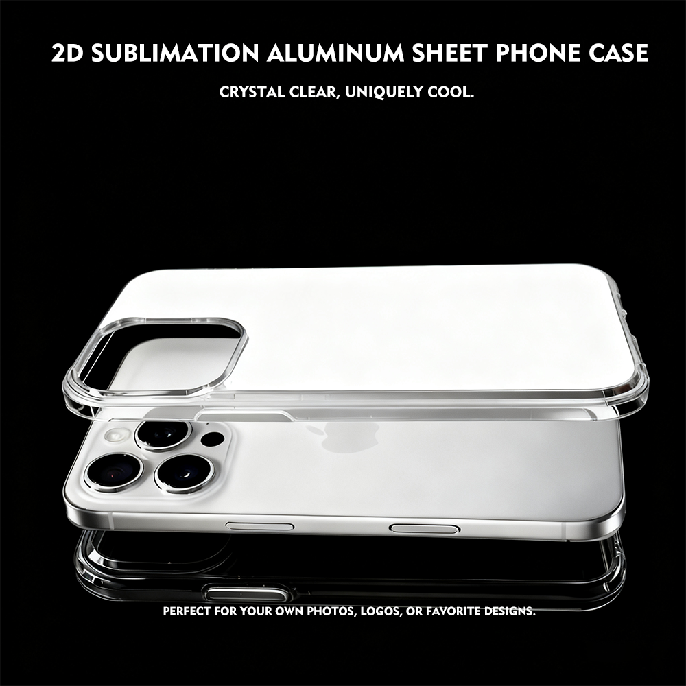 2in1 Sublimation Phone Case with 4"Aluminum Sheet,Transparent TPU+PC Cover for Heat Press,DIY Custom Design for Various Models