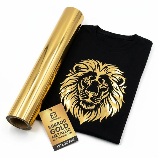 Sunvory Mirror Gold Metallic DTF Film - 13 inch x 33ft (33cm x 10m) Retail Roll
