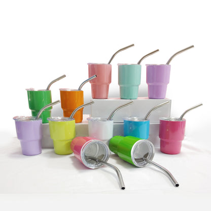 3oz Mini Tumbler Shot Glass Stainless Steel Vacuum Insulation Mini Wine Tumbler With Lid And Straw