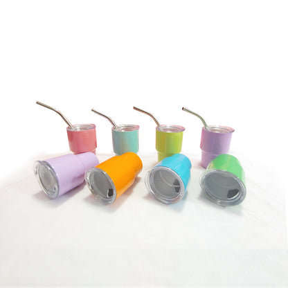 3oz Mini Tumbler Shot Glass Stainless Steel Vacuum Insulation Mini Wine Tumbler With Lid And Straw