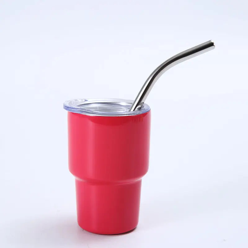 4oz Mini Sublimation Colorful Stainless Steel Tumblers Shot Glass for Coffee Wind Drinks with Lid Straw