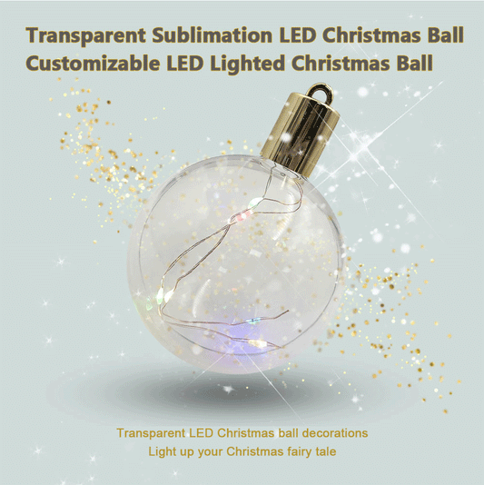 3.15-Inch Heat Transfer Christmas Ornament for Tree Home Decor, Heart Sphere Shape with LED, Sublimation Ready Plastic Cardboard