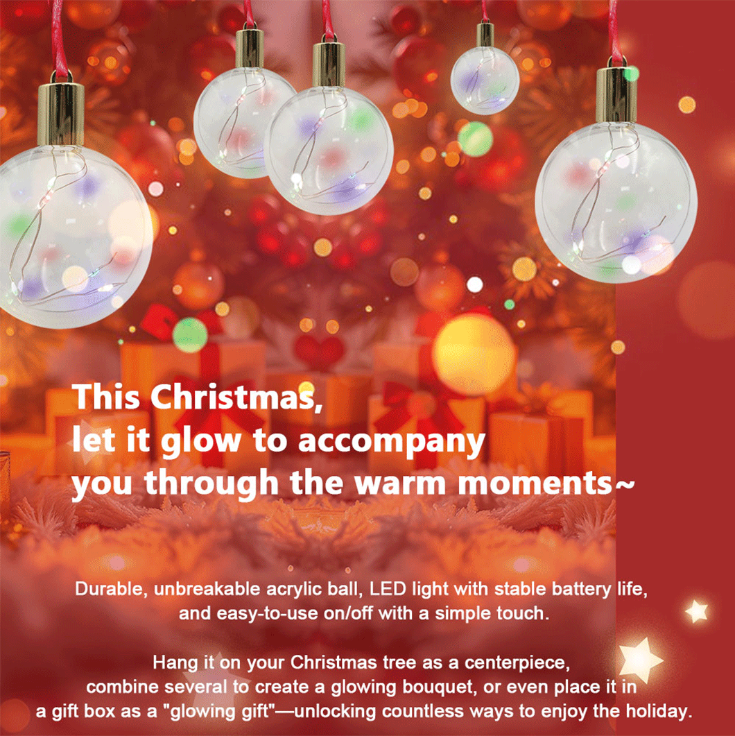 3.15-Inch Heat Transfer Christmas Ornament for Tree Home Decor, Heart Sphere Shape with LED, Sublimation Ready Plastic Cardboard