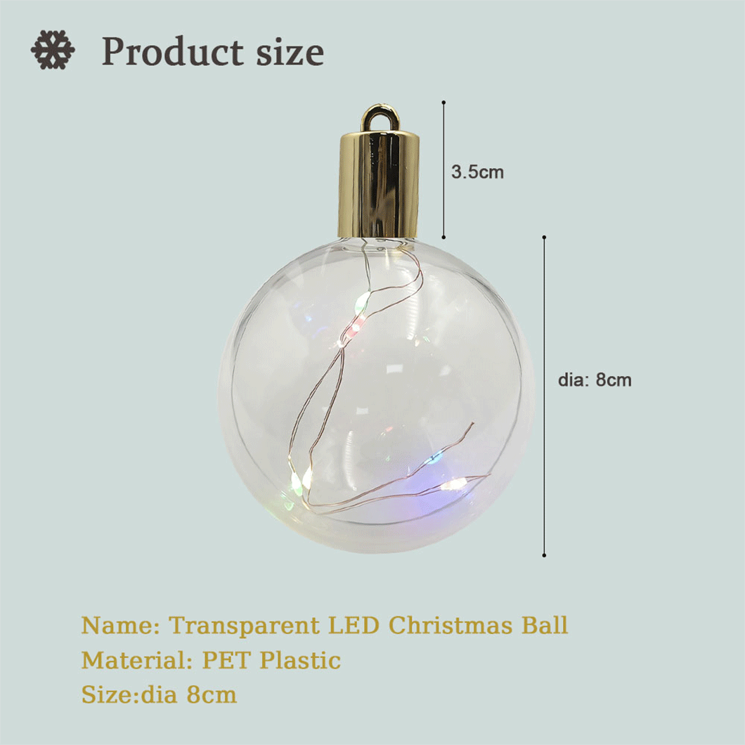3.15-Inch Heat Transfer Christmas Ornament for Tree Home Decor, Heart Sphere Shape with LED, Sublimation Ready Plastic Cardboard