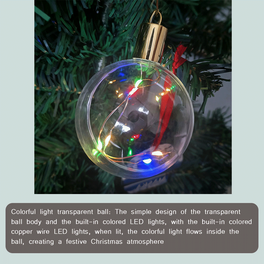 3.15-Inch Heat Transfer Christmas Ornament for Tree Home Decor, Heart Sphere Shape with LED, Sublimation Ready Plastic Cardboard