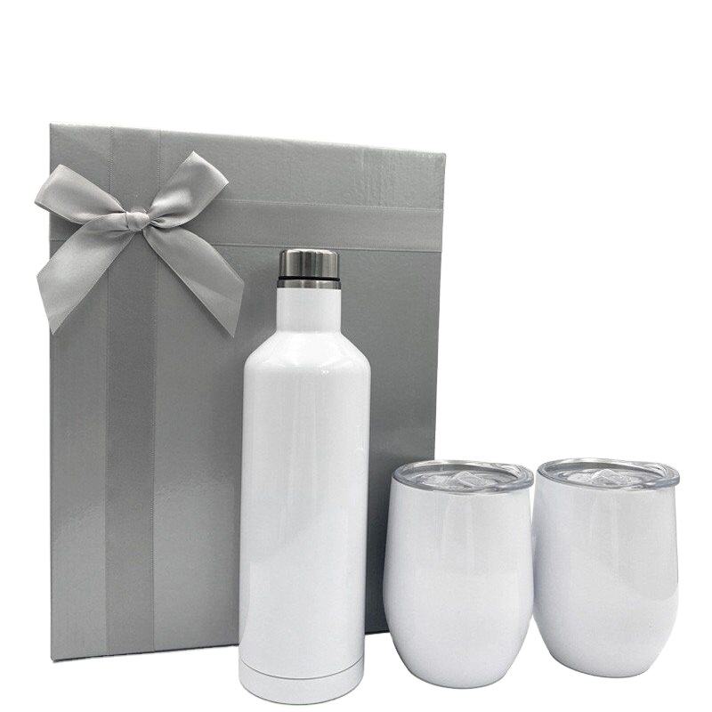 Customized Logo Sublimation Blanks Wine Gift Set 500ml Stainless Steel Wine Bottle Egg Shape Tumbler