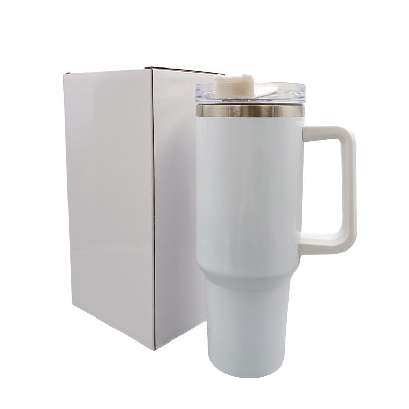 40oz Sublimation Stainless Steel Tumbler With Handle And Straw Keeps Drinks Cold And Hot