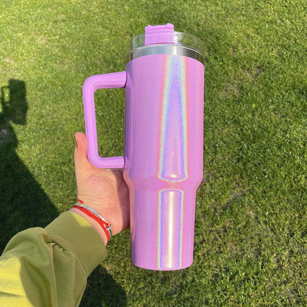 40oz Sublimation Heat Press Shimmer Travel Mug Tumbler Water Bottle For Car Travel