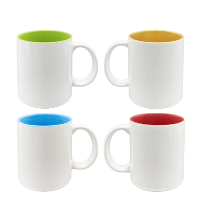 White Blank Sublimation Mug With Handle Rim And Round Handle Ceramic Porcelain Mugs Inner Color Coffee Mug