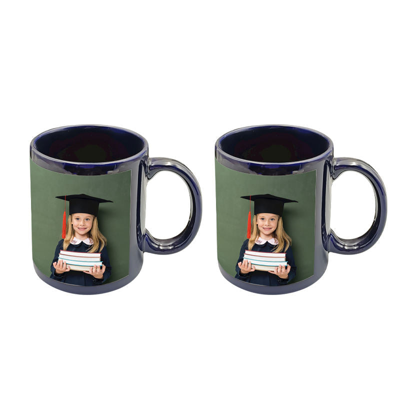 Sublimation 11oz black ceramic coffee color mugs with white patch