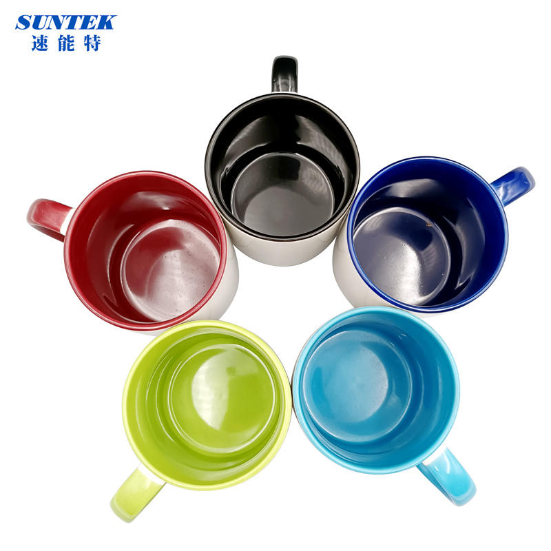White Blank Sublimation Mug With Handle Rim And Round Handle Ceramic Porcelain Mugs Inner Color Coffee Mug