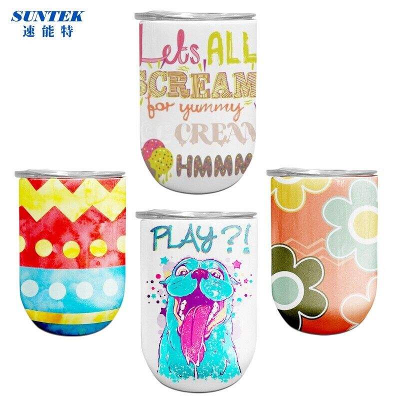 12oz stemless double wall stainless steel inside sublimation tumbler