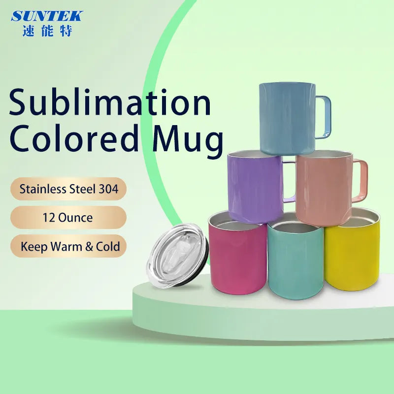 12oz Sublimation Heat Press Stainless Steel Color Mug For Travel