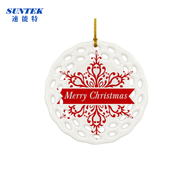 3 Inch Round Circle Personalized Sublimation Christmas Ornaments Blank Ceramic