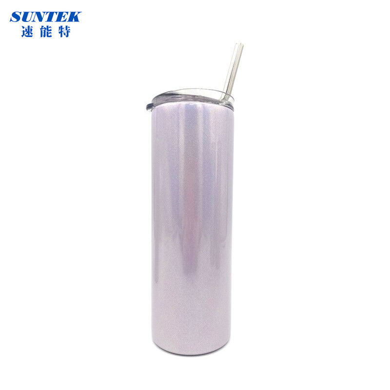 Sublimation Blank Printing Heat Press 20oz Glitter Shinning Shinny Water Bottle Mug Tumblers with Stainless Steel Straw