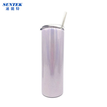 Sublimation Blank Printing Heat Press 20oz Glitter Shinning Shinny Water Bottle Mug Tumblers with Stainless Steel Straw