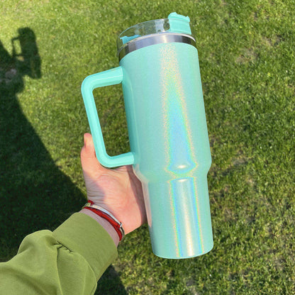 40oz Sublimation Heat Press Shimmer Travel Mug Tumbler Water Bottle For Car Travel