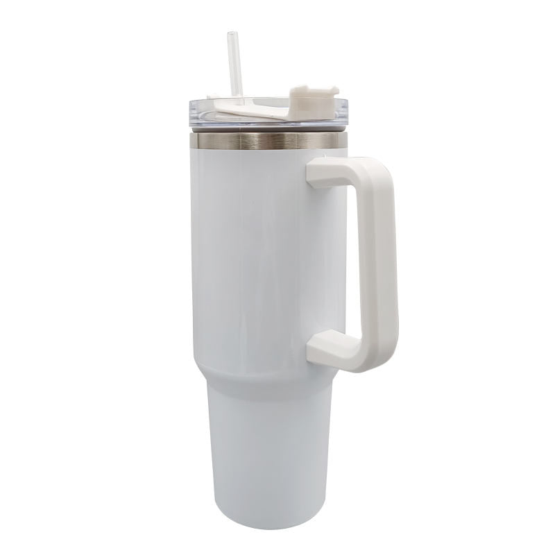 40oz Sublimation Stainless Steel Tumbler With Handle And Straw Keeps Drinks Cold And Hot