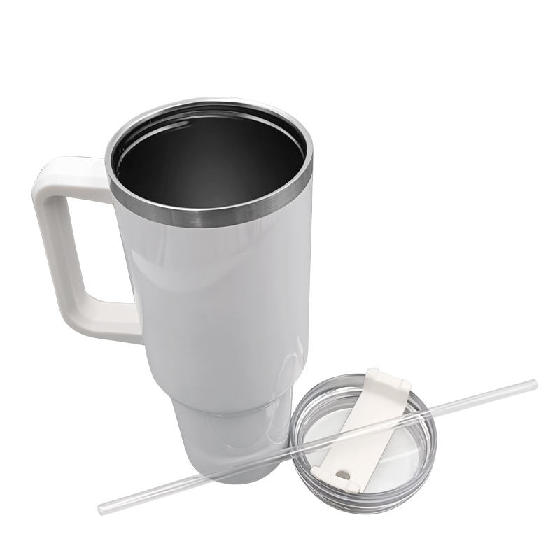 40oz Sublimation Stainless Steel Tumbler With Handle And Straw Keeps Drinks Cold And Hot
