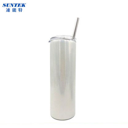 Sublimation Blank Printing Heat Press 20oz Glitter Shinning Shinny Water Bottle Mug Tumblers with Stainless Steel Straw