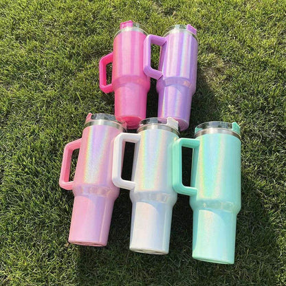 40oz Sublimation Heat Press Shimmer Travel Mug Tumbler Water Bottle For Car Travel