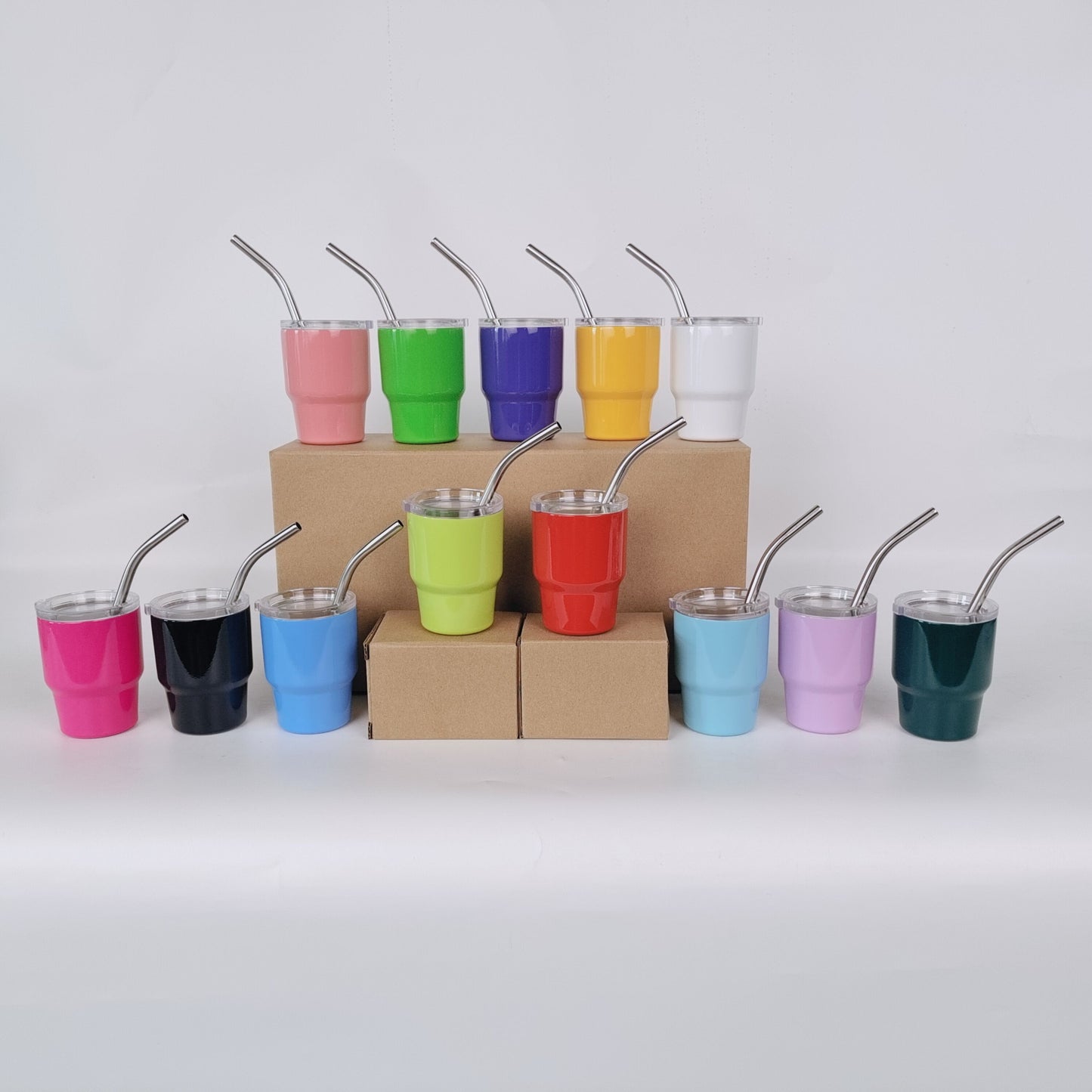 4oz Mini Sublimation Colorful Stainless Steel Tumblers Shot Glass for Coffee Wind Drinks with Lid Straw
