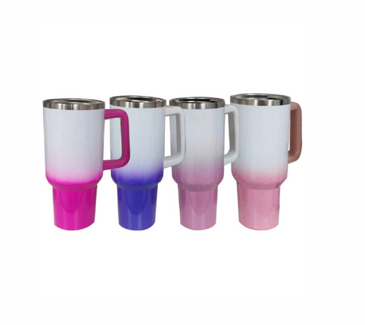 40oz Sublimation Stainless Steel Gradient Color Car Travel Tumbler with handle